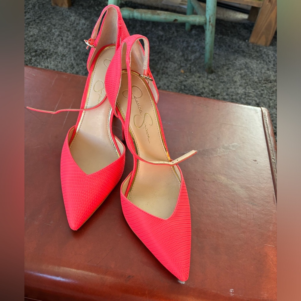 jessica simpson hot pink heels sz 9 EUC